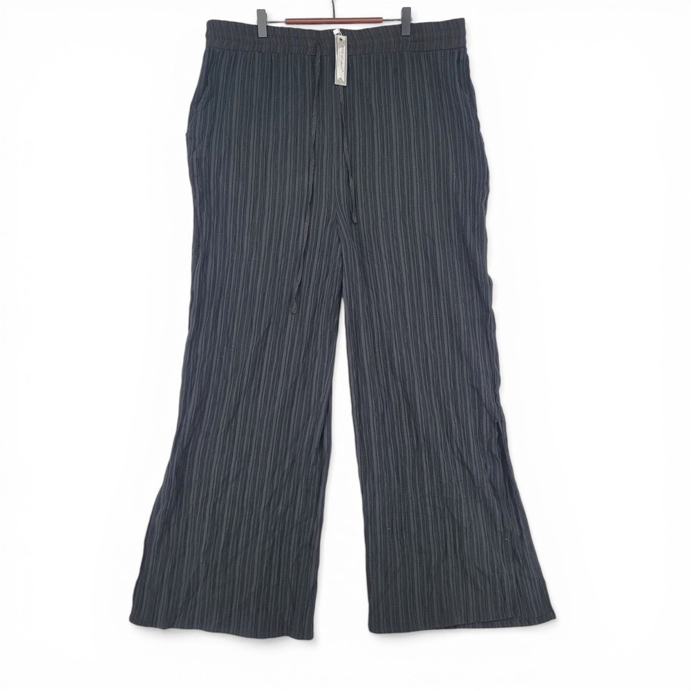 Once & Again 3X Black Palazzo Pants Flowy Wide Leg Minimalist Coastal Chic NWT‎